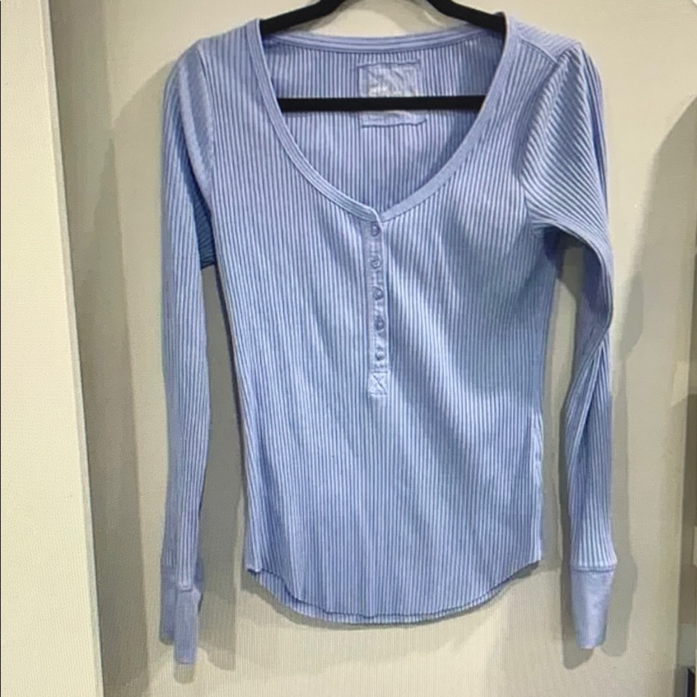 Aerie Light Blue Striped Long Sleeve Tee